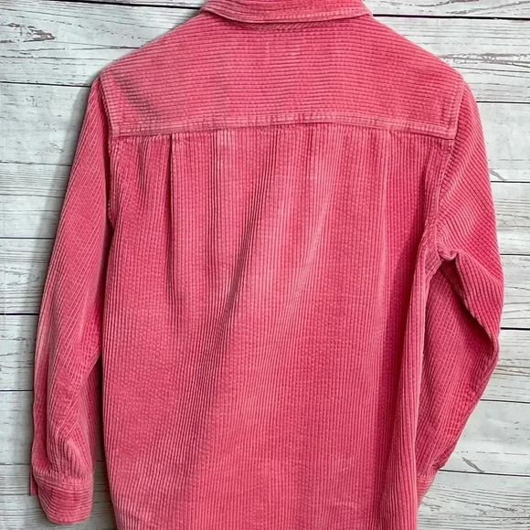 XS 1990s OVERSIZED L.L. Bean Salmon Corduroy Button Up Shirt Jacket - Picture 10 of 10
